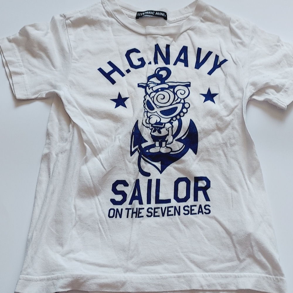 Hysteric Mini White Short Sleeve Tee with Sailor Graphic Boy Girl Kids